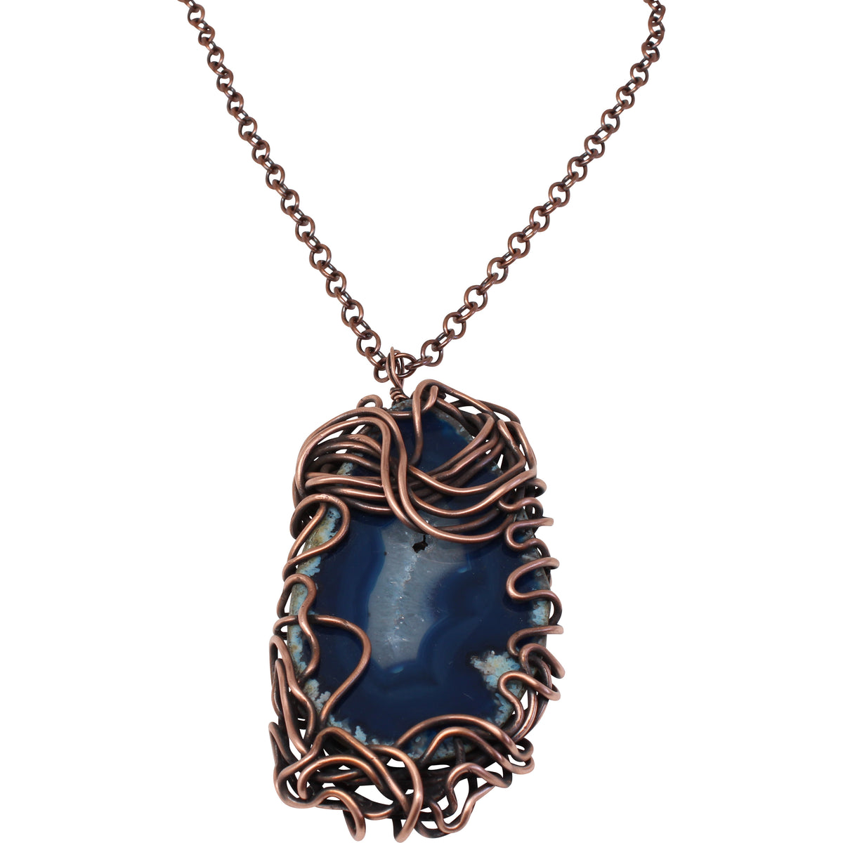 Navy Lady Pendant Copper Chain Necklace