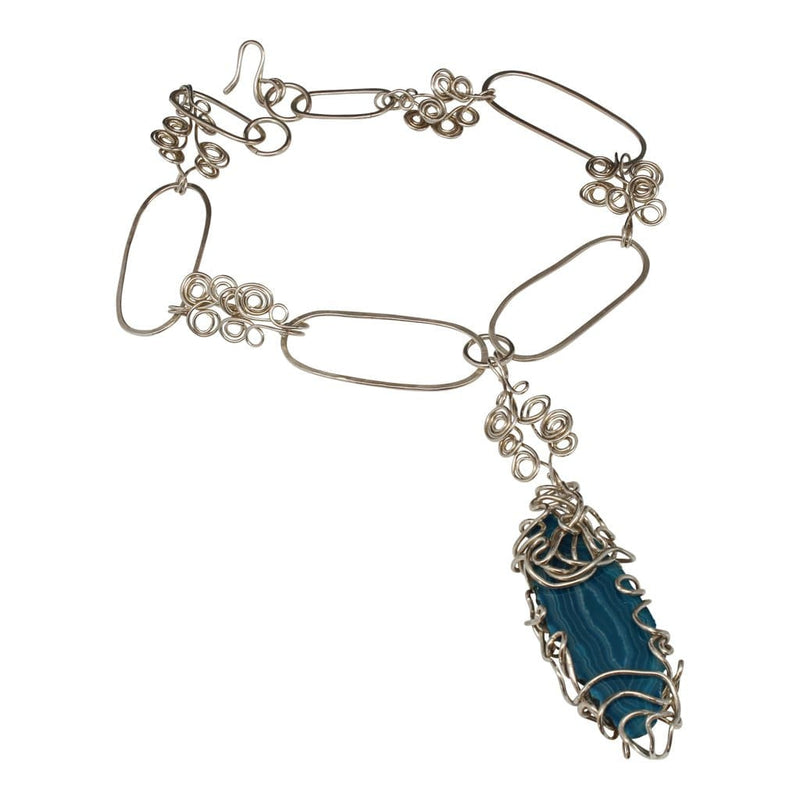 Blue Agate Argentium Silver Choker Statement Necklace Necklaces