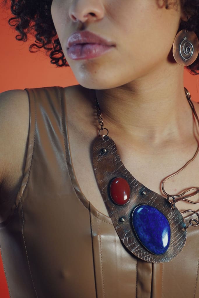 The Statement Necklace Copper, Lapis and Carnelian