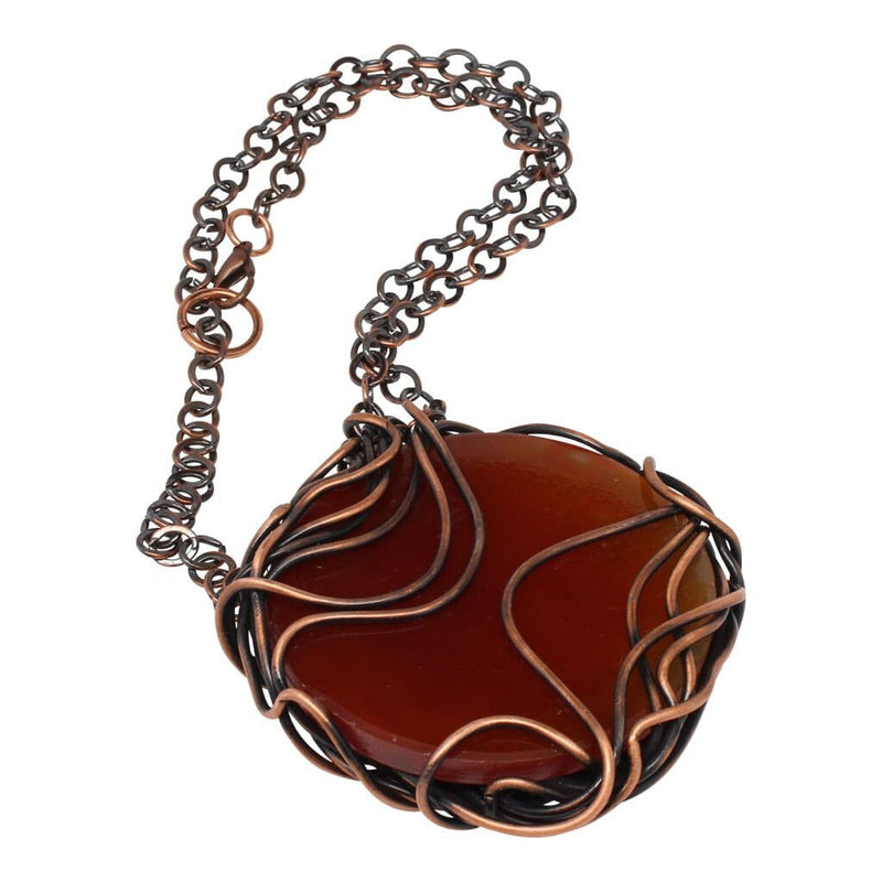 Amber Agate Copper Pendant Necklace Necklaces Junebug Jewelry Designs