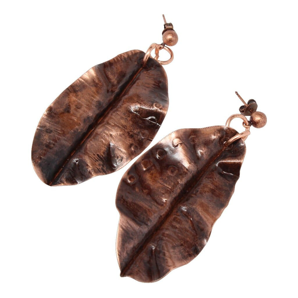 Antiqued Copper Leaf Earrings Earrings