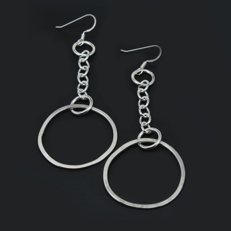 Argentium Chain Hoop Dangle Earrings Earrings