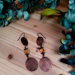 Bohemian Etched Copper Dangle Earrings with Citrine Accents Earrings