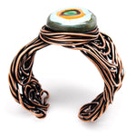 Copper And Kazuri Scribble Wire Cuff Bracelet Bracelets