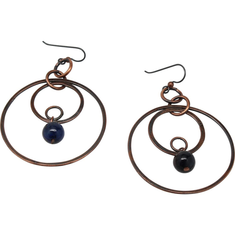 Copper Fancy Hoops With Dumortierite Accents Earrings
