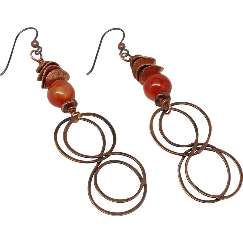 Double Infinity Copper And Carnelian Dangle Earrings Earrings