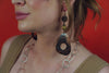 Etched Copper Long Dangle Earrings with Yellow Tiger’s Eye Earrings