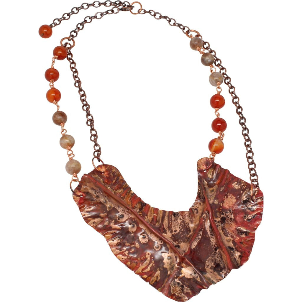 Fiyah on Fire Copper Carnelian and Sunstone Statement Necklace