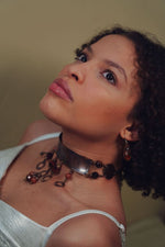 Funky Tiger’s Eye Goldstone and Copper Choker Necklace Necklaces