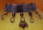 Funky Tiger’s Eye Goldstone and Copper Choker Necklace Necklaces