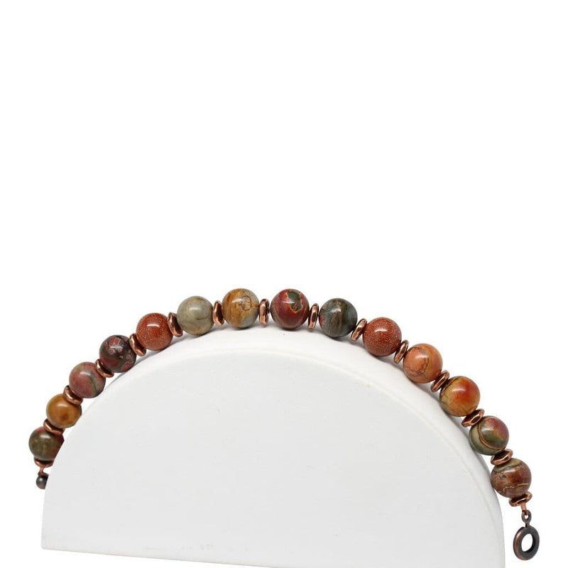 Red Creek Jasper And Goldstone Semi-Precious Gemstone Beaded Bracelet Bracelets