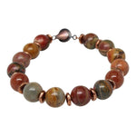 Red Creek Jasper And Goldstone Semi-Precious Gemstone Beaded Bracelet Bracelets