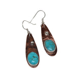 Mixed Metal Copper and Argentium Teardrop Earrings with Turquoise Accents Earrings
