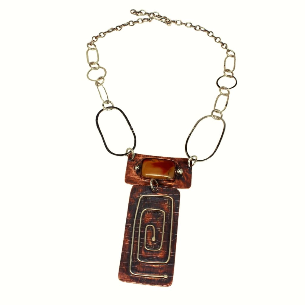Mixed Metal Mookaite Copper and Argentium Statement Necklace Necklaces