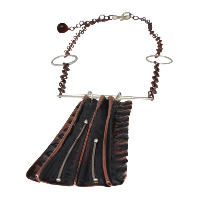 Molded Copper And Silver Statement Necklace Necklaces