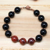 Onyx and Red Snakeskin Jasper ’Protected’ Gemstone Beaded Bracelet Bracelets