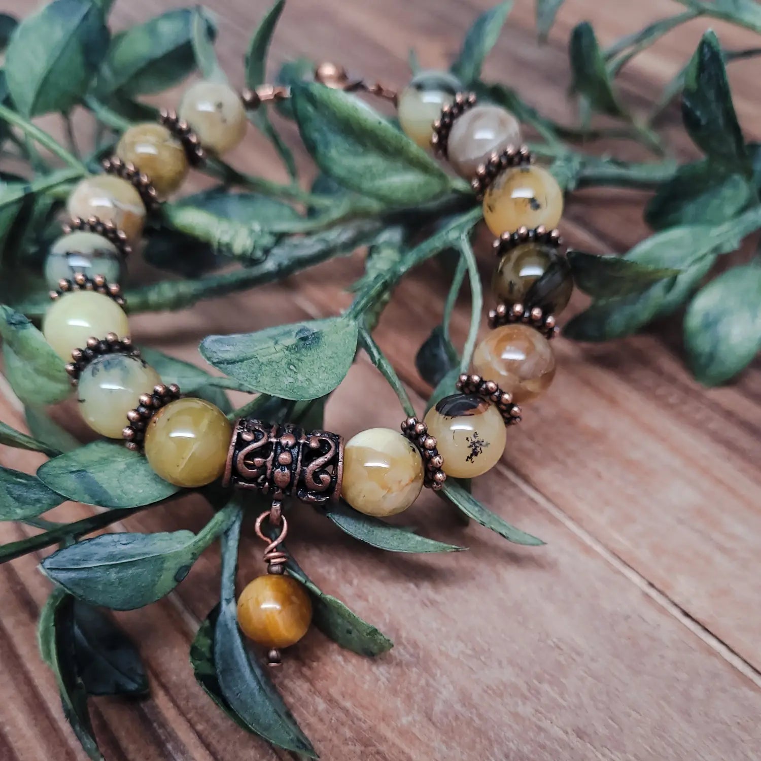 African Yellow Dendriitic Opal Bracelet