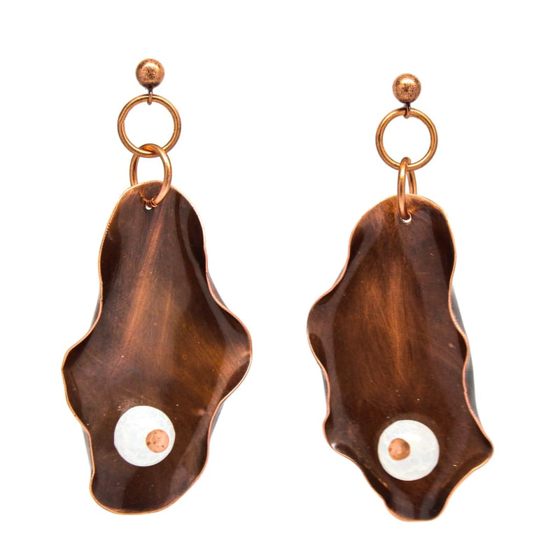 Ruffled Copper And Frosted Agate Dangle Earrings Earrings