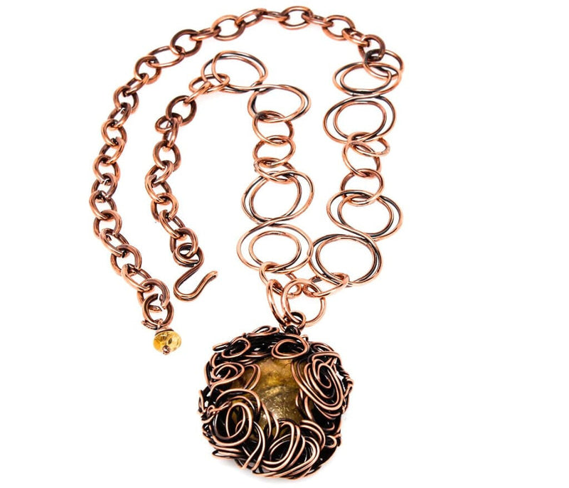 The Golden Amber Lady Copper Pendant Necklace Necklaces