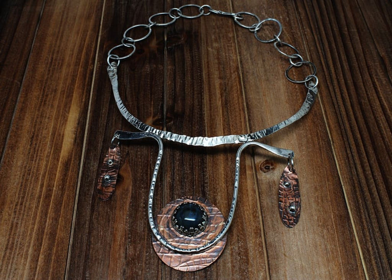 Warrior Queen Mixed Metal Statement Necklace with Labradorite Necklaces