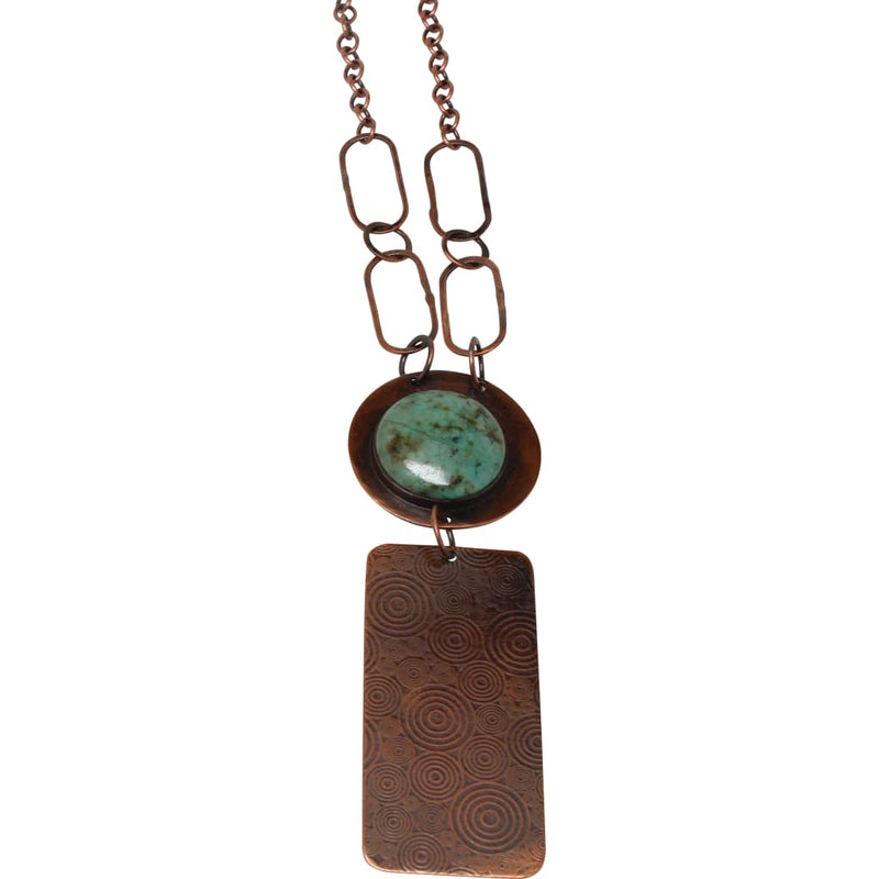 African Turquoise and Copper Pendant Necklace Necklaces