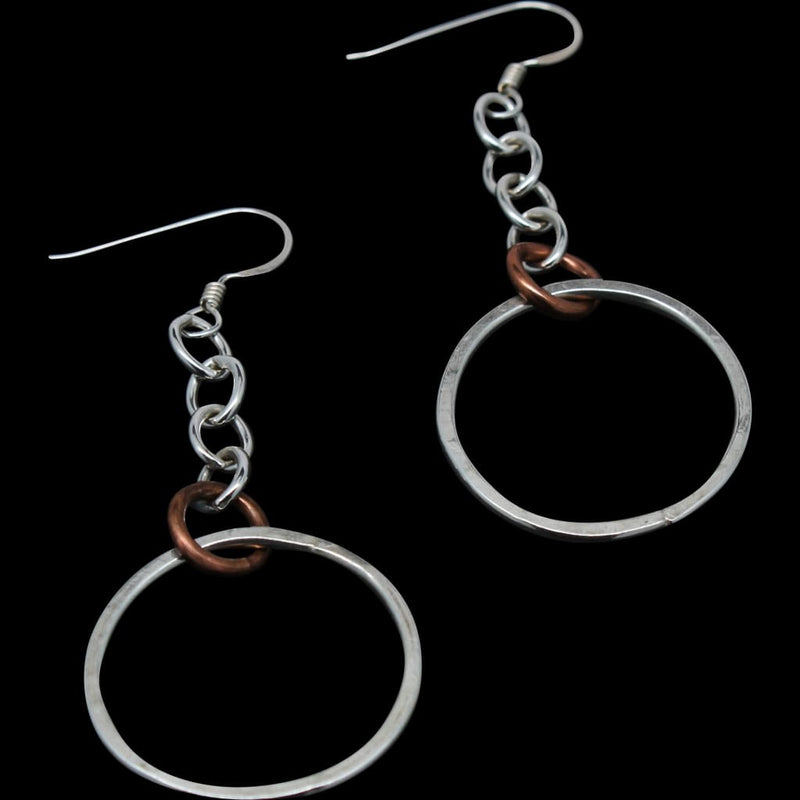 Argentium on Chains with Copper Accent Earrings Earrings