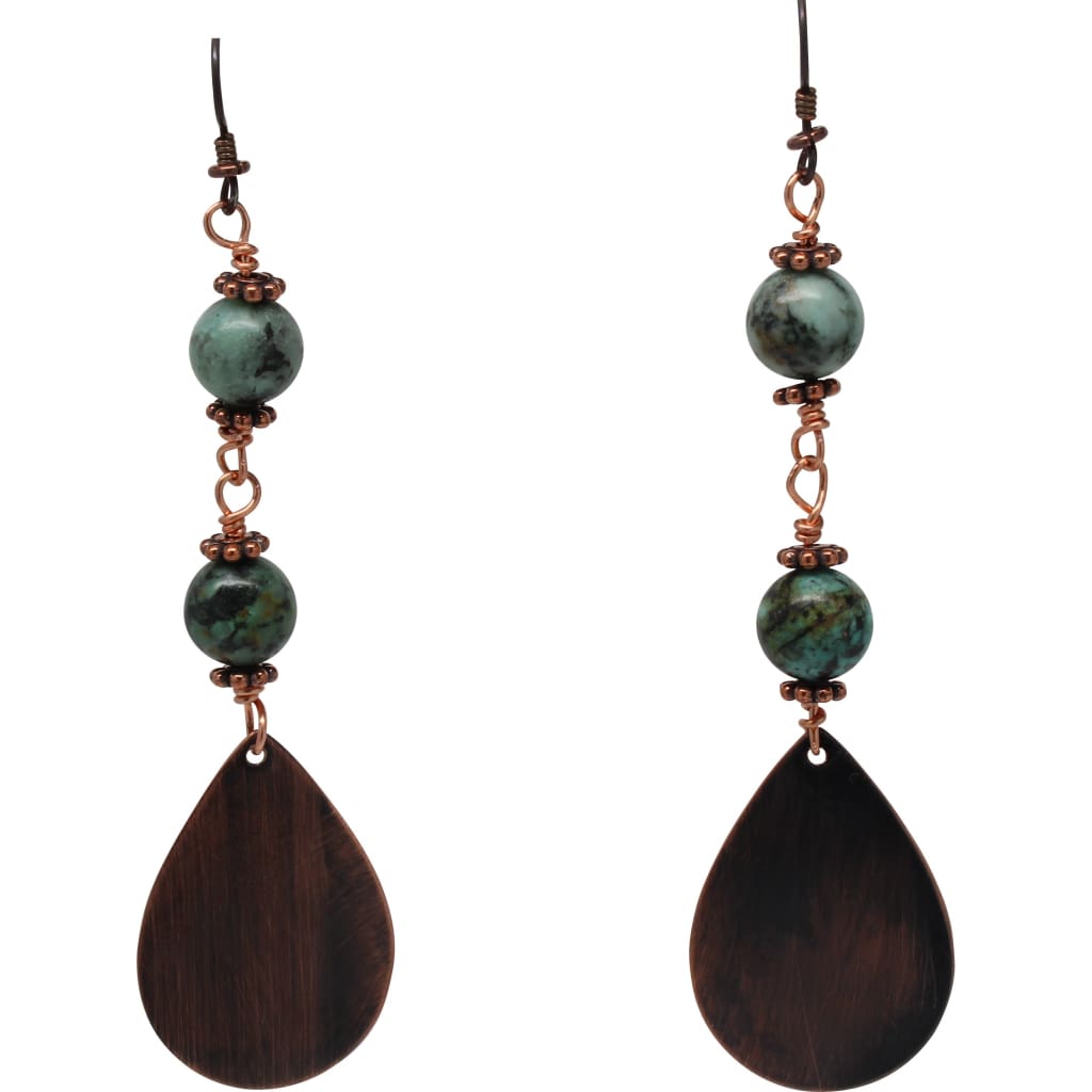 Copper and African Turquoise Semi-Precious Gemstone Earrings
