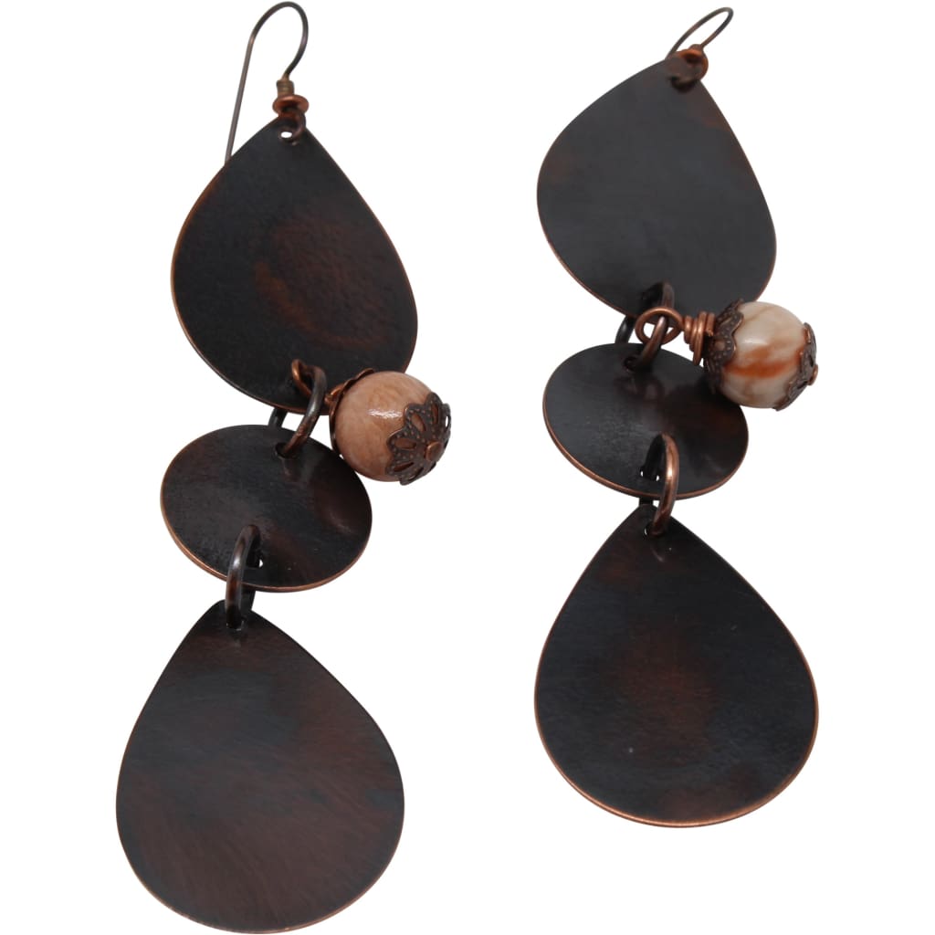 Copper and Mookaite Jasper Dangle Earrings Earrings