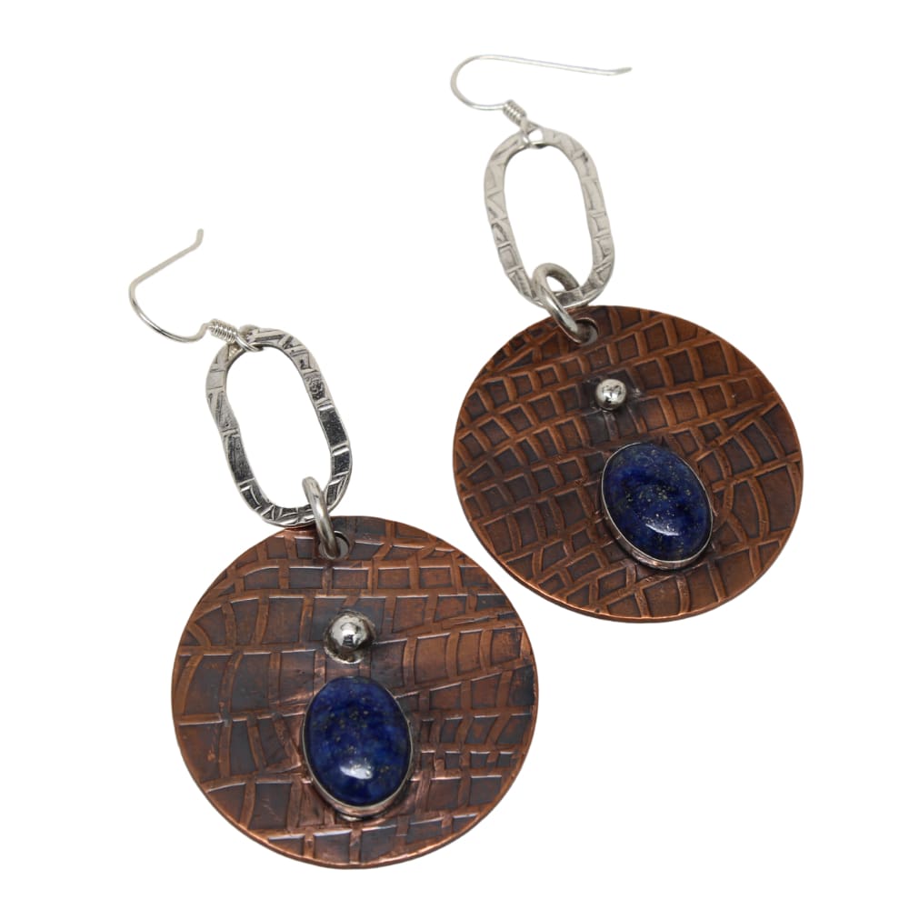 Copper Argentium Silver and Lapis Lazuli Dangle Earrings Earrings
