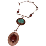 Copper Choker Necklace with African Turquoise and Carnelian