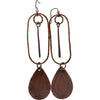 Copper Long Teardrop Dangle Earrings Earrings
