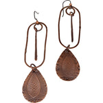 Copper Long Teardrop Dangle Earrings Earrings