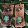 Copper Turquoise and Argentium Silver Dangle Earrings Earrings