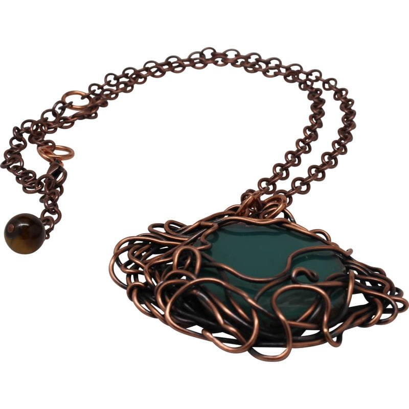 Copper Wrapped Green Brazilian Agate Pendant Neckace Necklaces