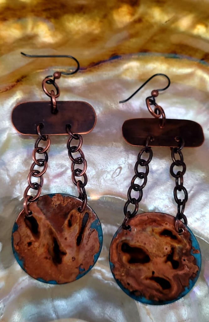 Fiyah on Chains Copper Dangle Earrings Earrings