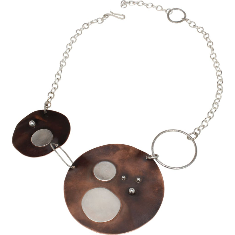 Funky Moon and Stars Copper and Argentium Silver Statement Necklace Necklaces