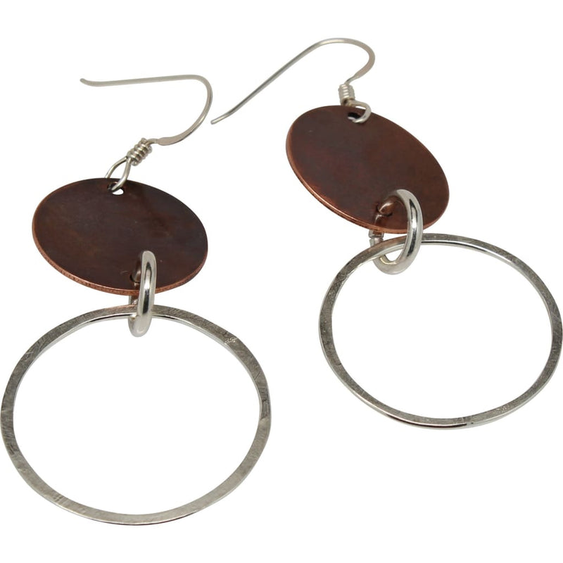 Mixed Metal Copper and Argentium Simple Earrings Earrings