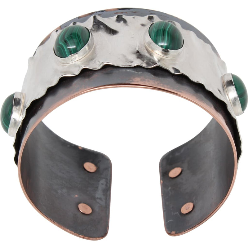 Mixed Metal Malachite Copper and Argentium Silver Cuff Bracelet Bracelets