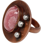 Mixed Metal Rhodochrosite Cocktail Ring Rings