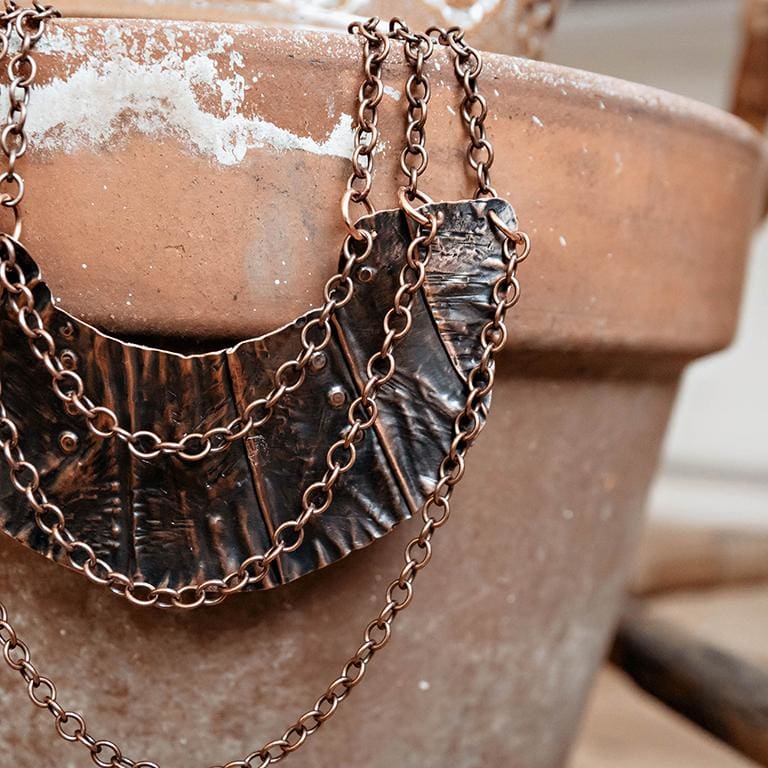 Molded Copper Bib Statement Necklace Necklaces