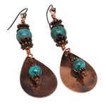 Sassy Turquoise and Copper Dangle Earrings Earrings