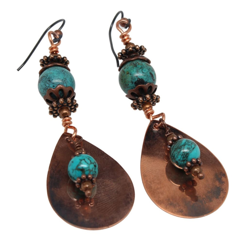 Sassy Turquoise and Copper Dangle Earrings – Junebug Jewelry Designs