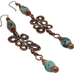 She’s So Ladylike Copper and African Turquoise Dangle Earrings Earrings
