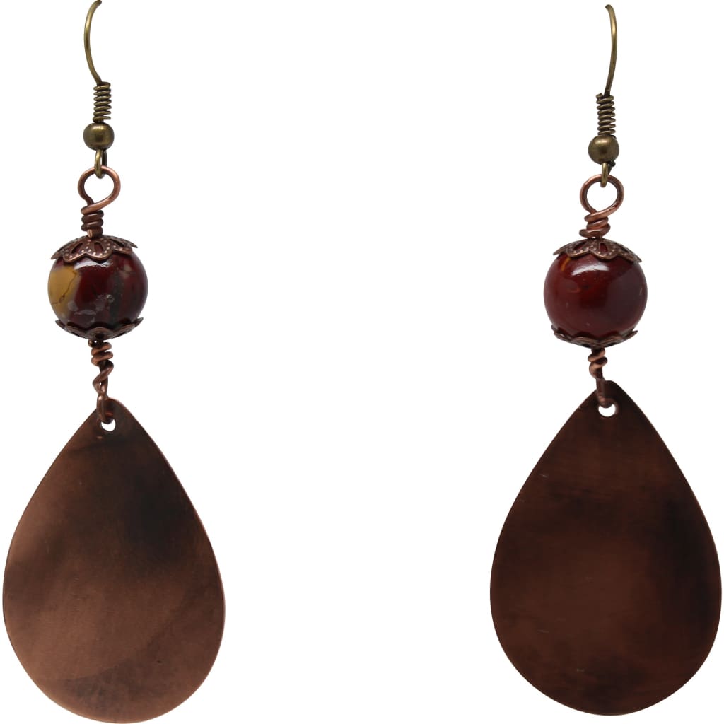 Small and Sassy Mookaite Jasper and Copper Teardrop Earrings