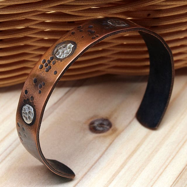 Unisex Beauty Marks Narrow Copper Cuff Bracelet Bracelets